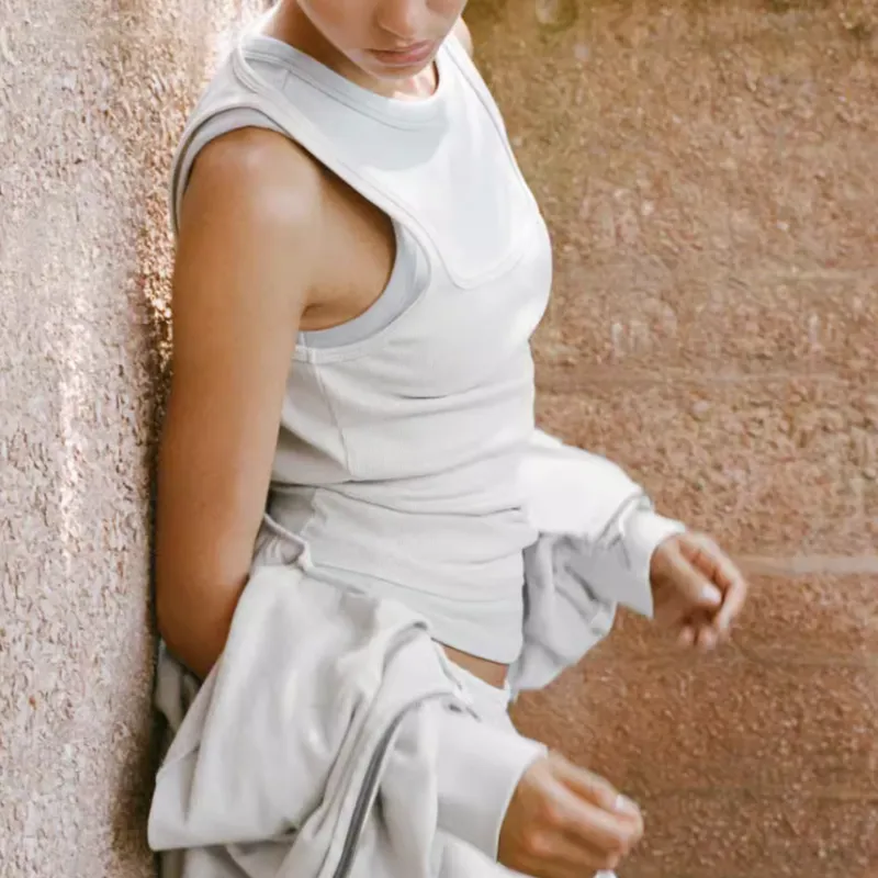ZARA Tank Tops Women's Gray-2