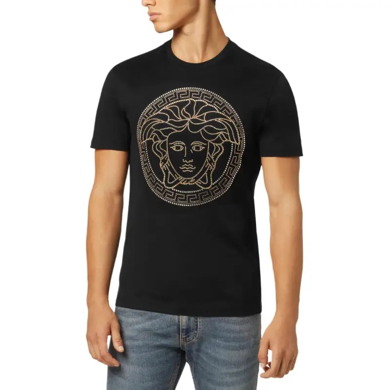 VERSACE Logo Embellished Crewneck T Shirt-2