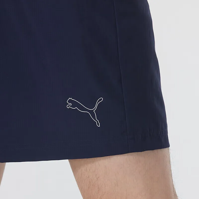 PUMA Casual Sportswear Men Clothing Set White Top+Tweed Blue Shorts-4