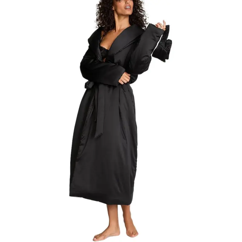 Victoria's Secret 24 Big Show Collection SEXY KI Pajama Robe Women's Black-1