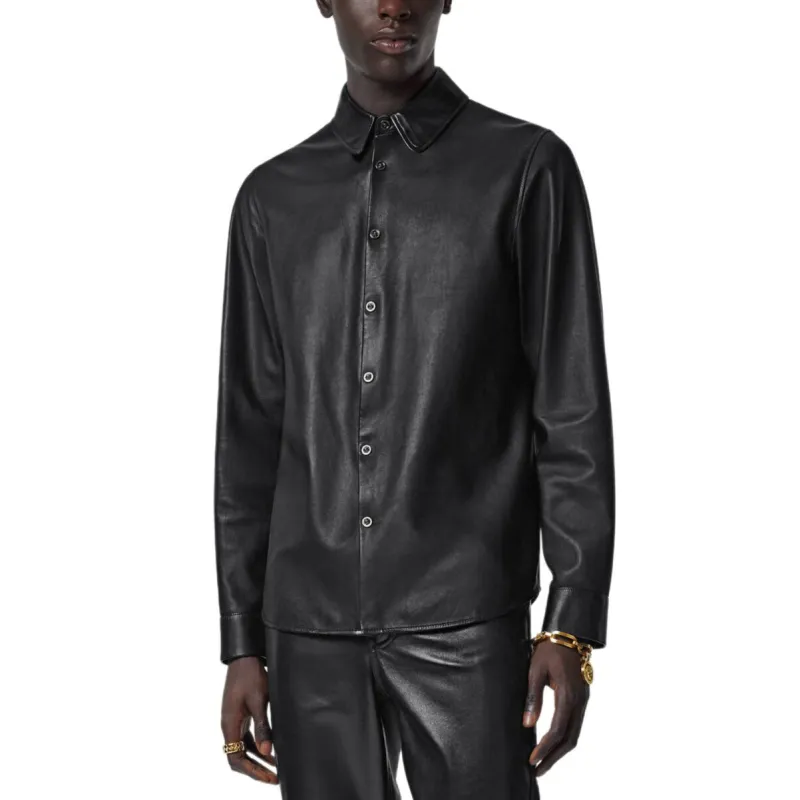 VERSACE Button Up Leather Shirt-2
