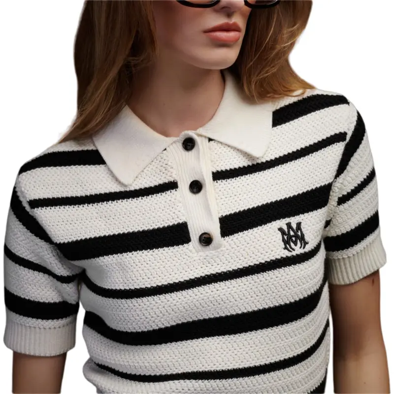 AMIRI Ma Striped Polo 'Black/Alabaster'-4