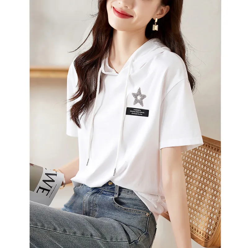 Mo Han Yi Mei Regular T Shirt Women's White-5