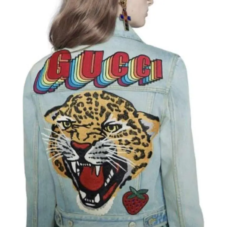 GUCCI Denim Jackets Women's Light Blue-3