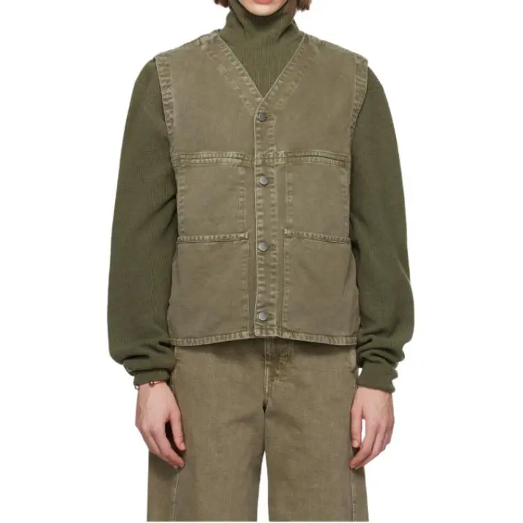 Lemaire Button Fastened V Neck Denim Vest-2