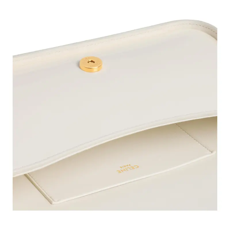 CELINE Cow Leather Handbag, Shoulder Bag Women's Cotton White-4