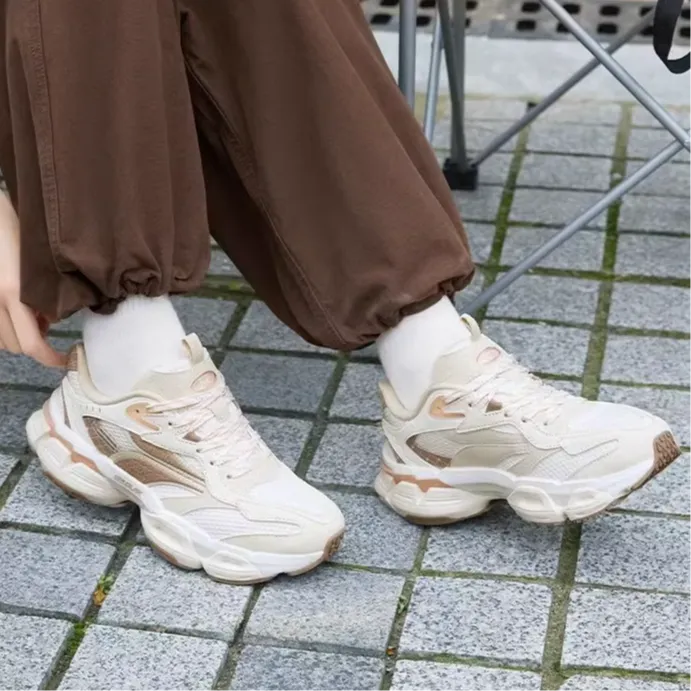 361° Spiritual Gaze PRO Cushioning Wear-Resistant Low-Top Chunky Sneakers Women's White Brown-2