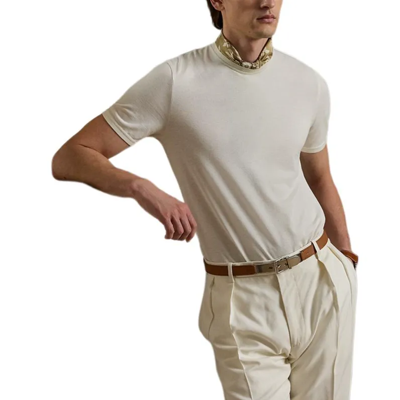Ralph Lauren Purple Label SS25 T Shirt Men's Cream-1