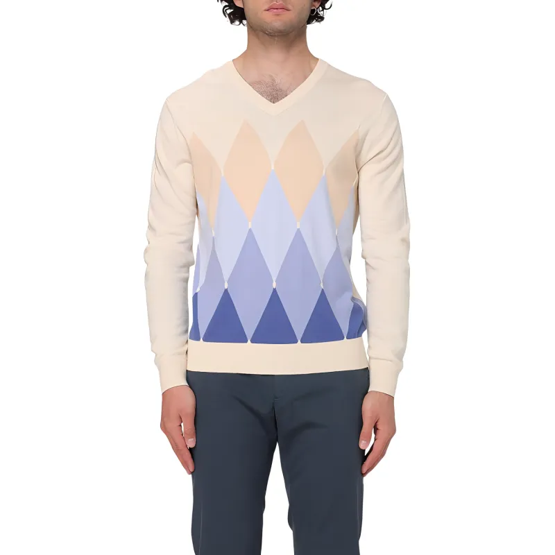 BALLANTYNE V neck Argyle Sweater-2