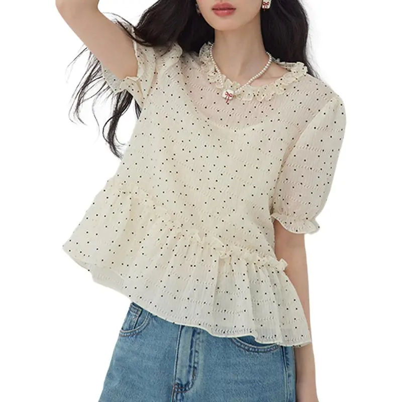 Flowers in water Shirts Women's Beige-3