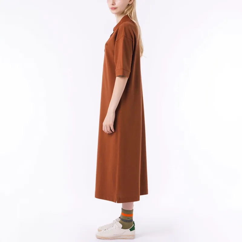 LACOSTE Short Sleeved Dresses Women's Brown-4