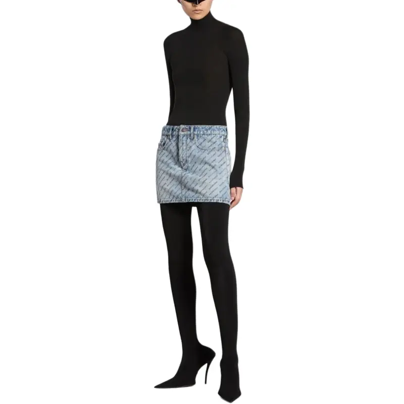 Balenciaga Logo print Denim Mini Skirt-2
