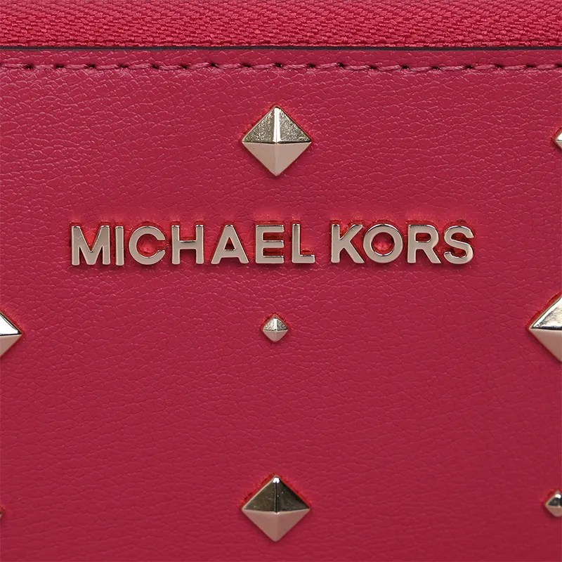 MICHAEL KORS Jet Set Travel Cow Leather Clutch Wallet Women's Red-4