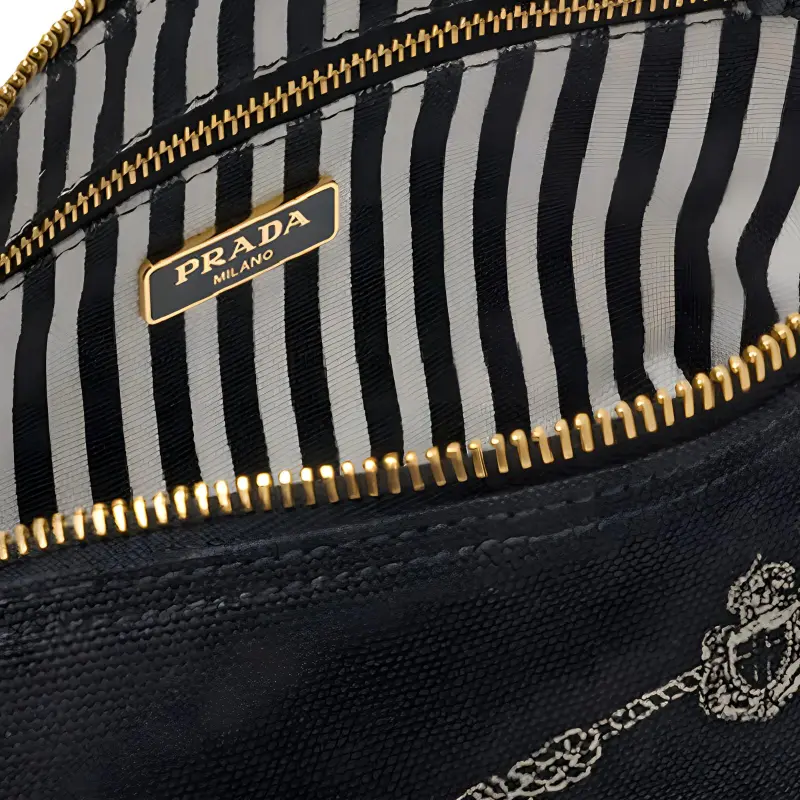 PRADA Canvas Bag Makeup Bag Toiletry Bag Women's Black-5