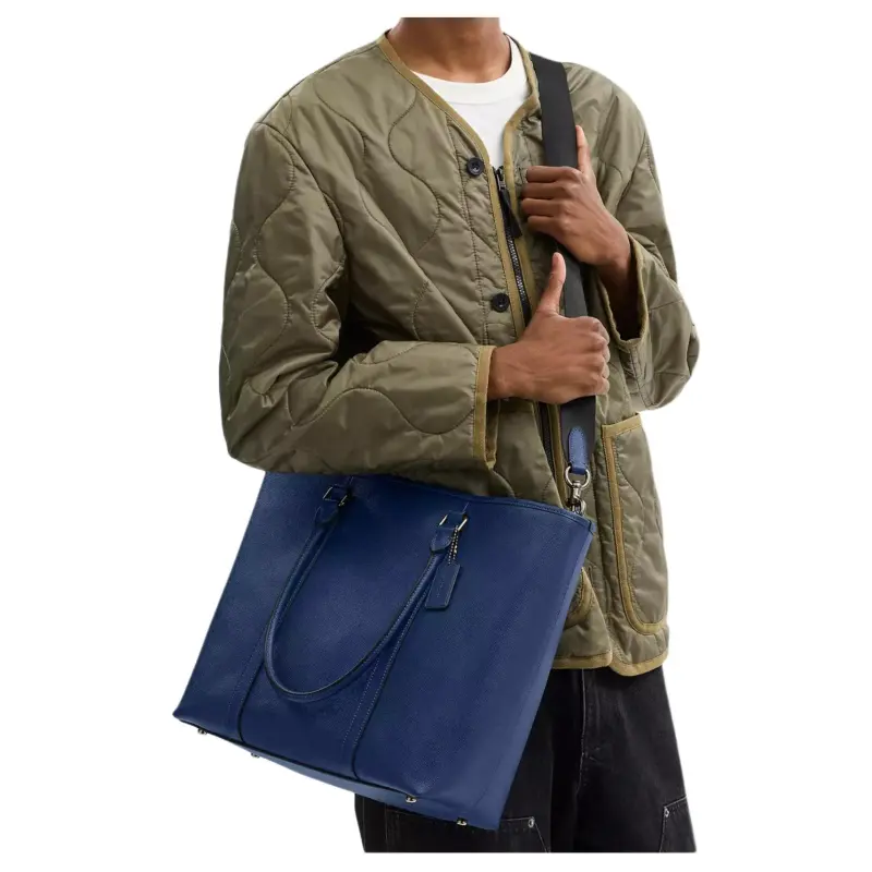 COACH Leather Tote Bag, Shopping Bag, Handbag Tubas Men's Dark Blue-5