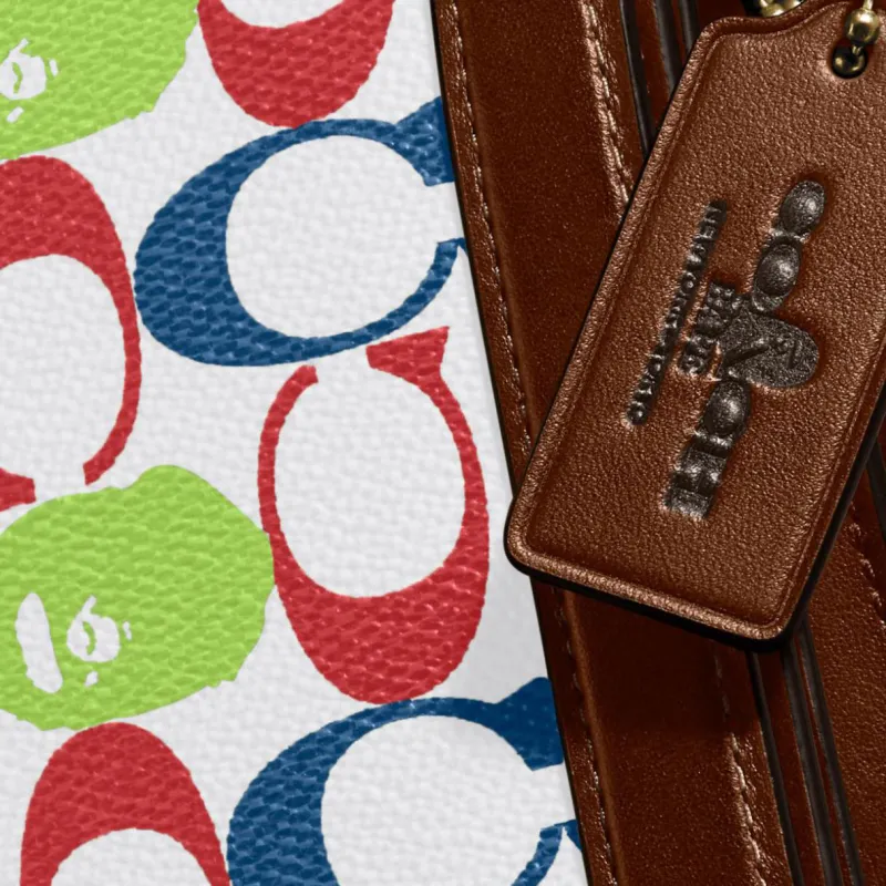 COACH Riley Coated Canvas With Leather Crossbody Bag Medium Size Women's White & Multicolor-4