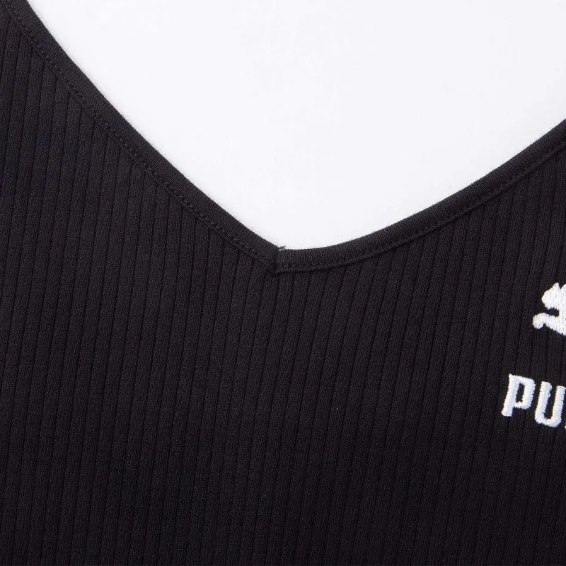 PUMA RIBBED DRESS Slip Dress Women's Black-2