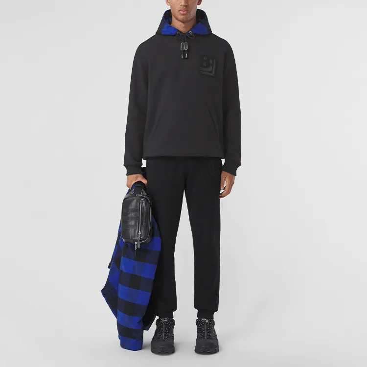Burberry Check Hood Letter Graphic Hoodie-1