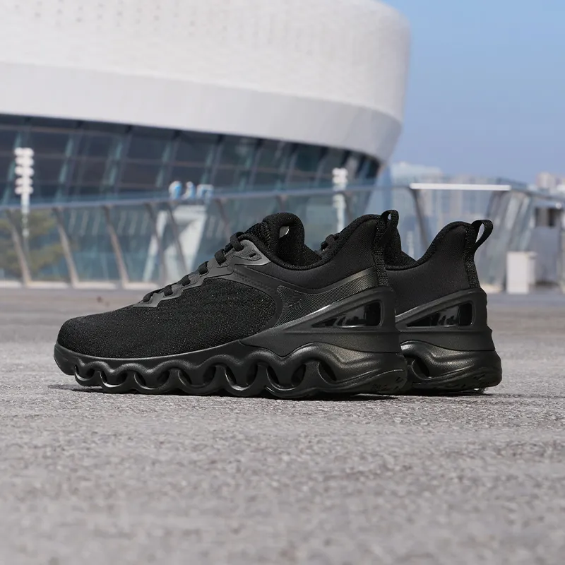 361° Cushioned Wear Resistant Breathable Low Top Running Shoes Men's Black-5