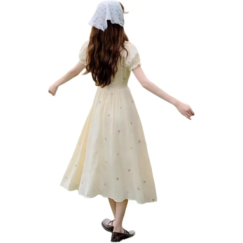 KKX Short Sleeved Dresses Women's Apricot-0