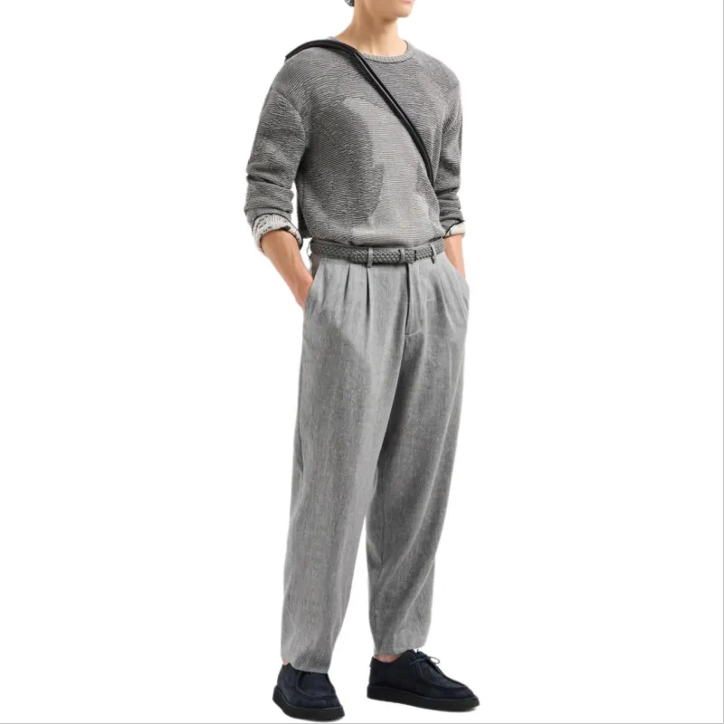 GIORGIO ARMANI Jacquard Cotton Viscose And Cashmere Crew neck Jumper-4