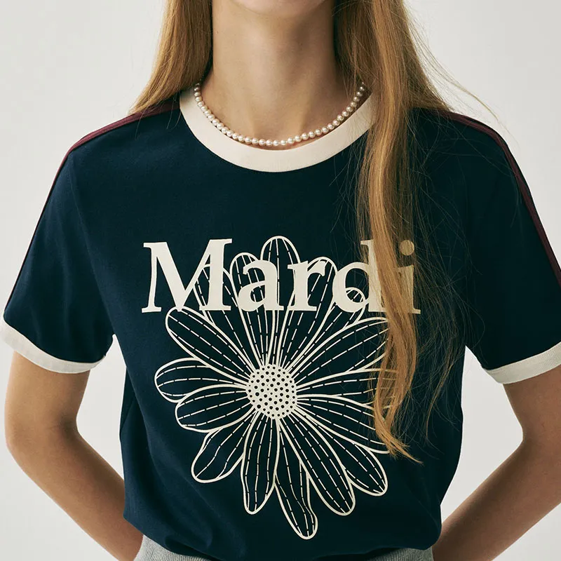 MARDI MERCREDI SS25 T Shirt Women's Marine Ivory White Korean Style-4