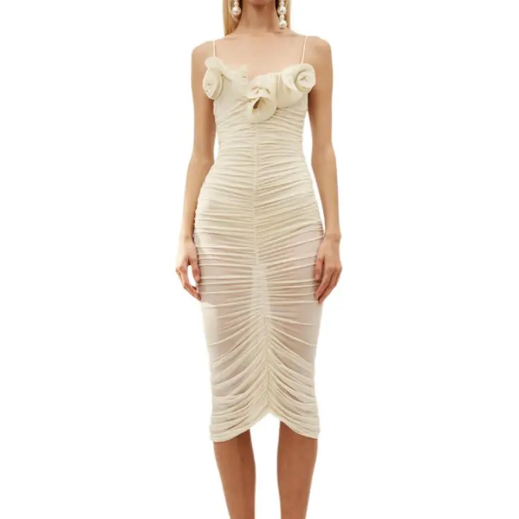 Magda Butrym Ruched Ruffle Midi Dress-3