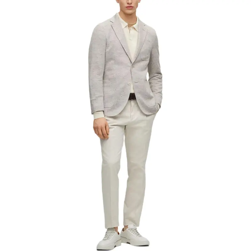 HUGO BOSS FW23 Relaxed-Fit Polo Sweater In Cotton And Silk Sweater Men's Beige-3