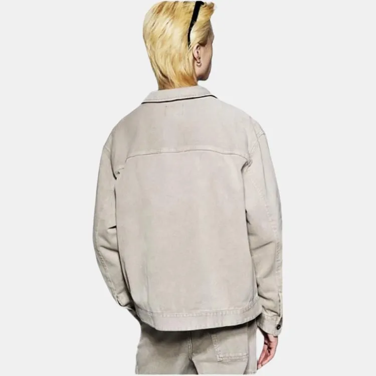 H&M Denim Jacket Men's Khaki Green-4