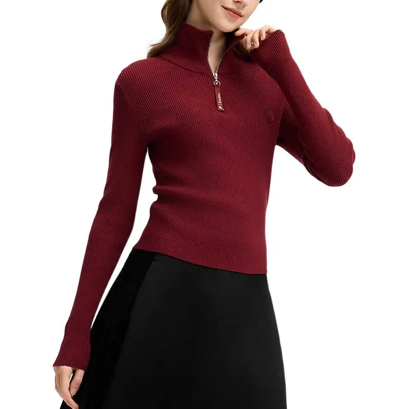 FILA x ETUDES Sweater Women's Song Wei Wang Burgundy-2