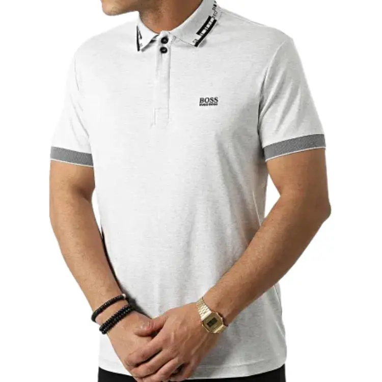 HUGO BOSS Short Sleeved Polo Shirt Men's Gray-3