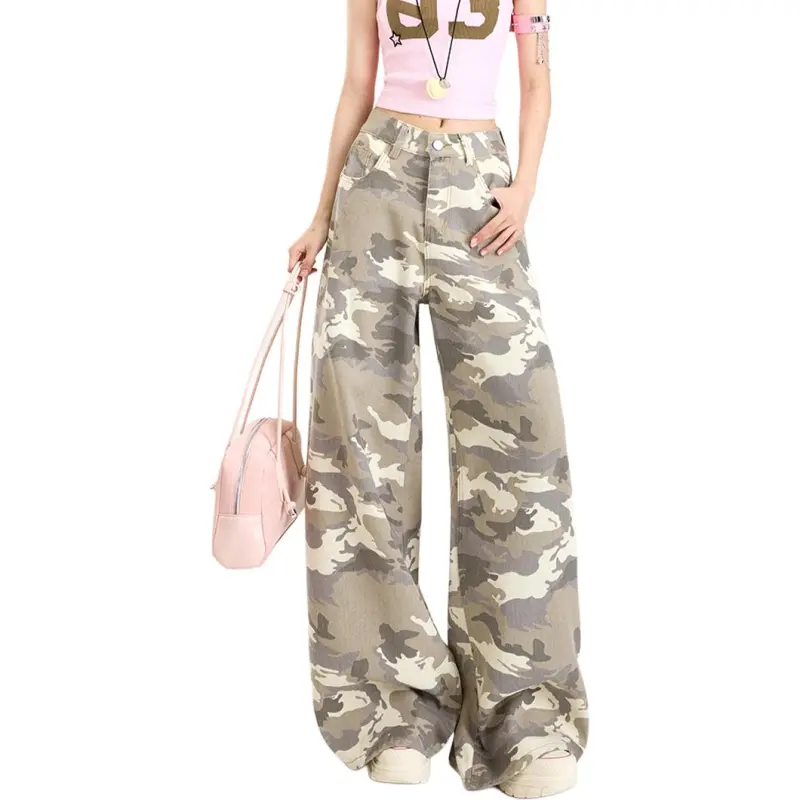 NHZN Jeans Women's Camouflage Apricot-2