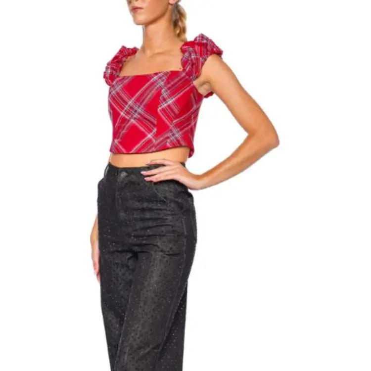 LOVESHACKFANCY Crop Tops Women's Red-2