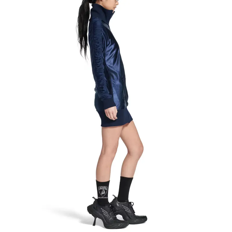 Balenciaga FW25 Long Sleeved Dress Slim Fit Women's Marine Blue-5