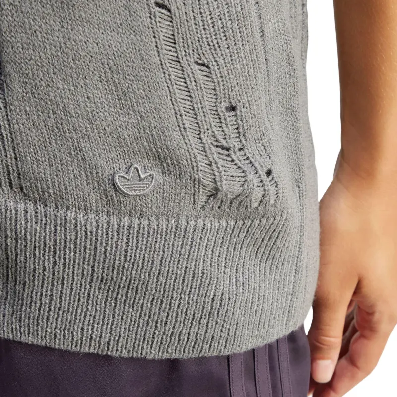 Adidas Originals DISTRESSED KNIT VEST Tank Tops Women's Gray-2
