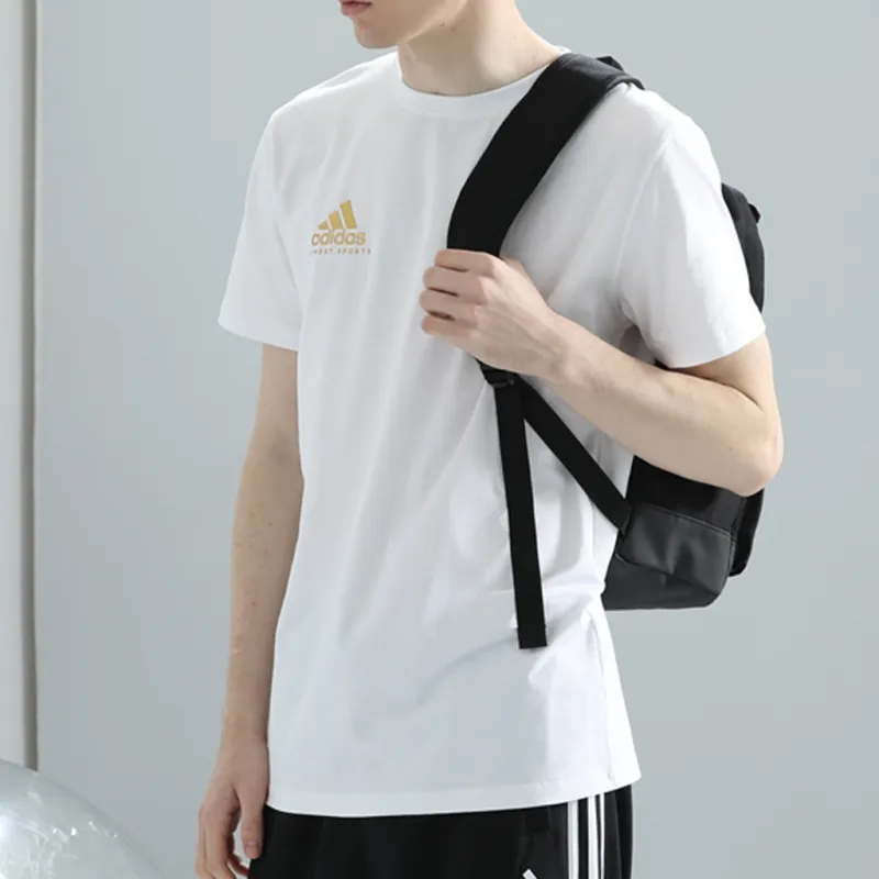 Adidas T Shirt Men's White With Gold Logo-2