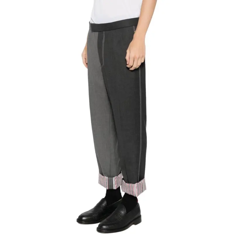 THOM BROWNE Two Toned Tailored Trousers-3