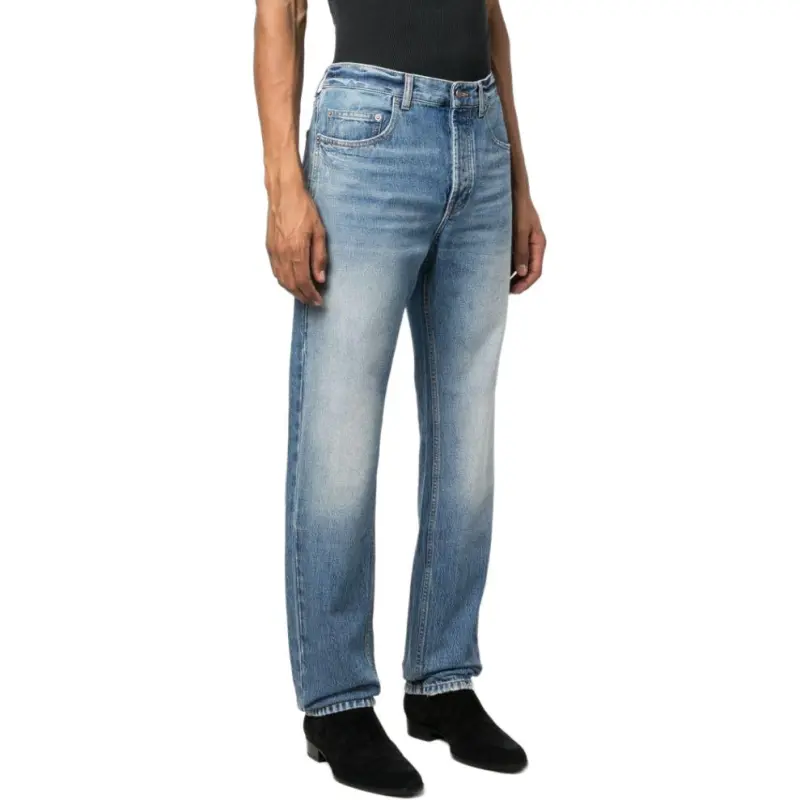 SAINT LAURENT Button Detailed Straight Leg Jeans-3