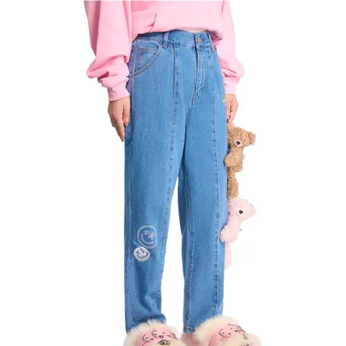 LALABOBO Jeans Women's Dark Blue White