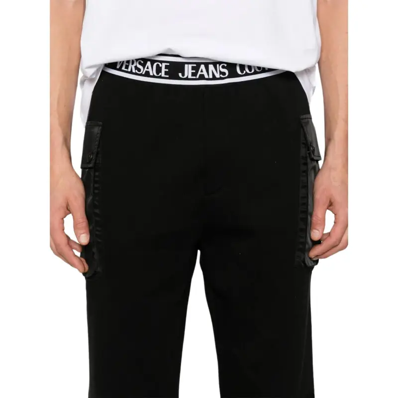 VERSACE JEANS COUTURE Logo waistband Cotton Cargo Trousers-4