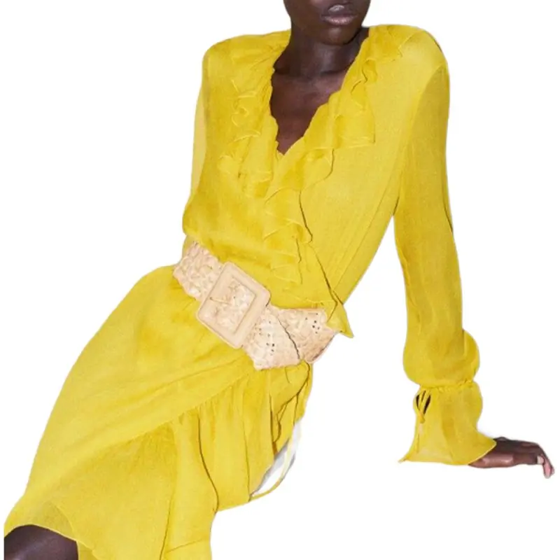 SAINT LAURENT Ruffled Wrap Dress-3