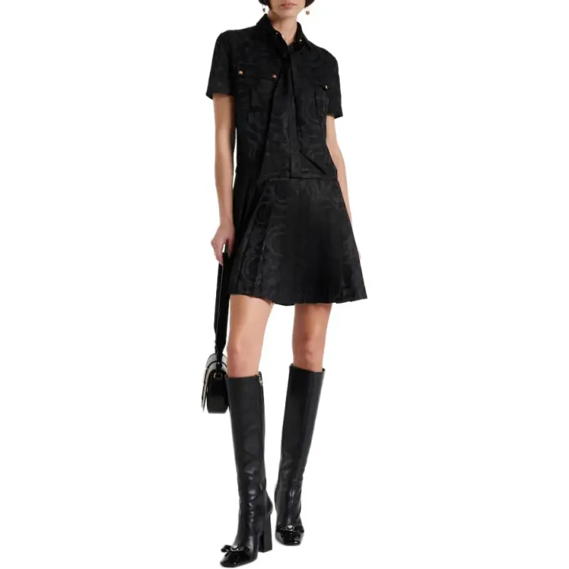 VERSACE Barocco Lavalli�re Pleated Mini Dress-3