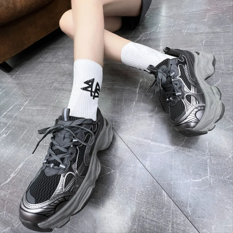 WENPU Cushioned Wear-Resistant Height Increasing Low-Top Chunky Sneakers 5cm Unisex-10