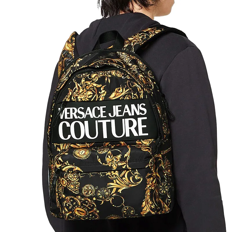 VERSACE JEANS COUTURE Polyamide With Polyurethane Backpack Men's Black Gold-3