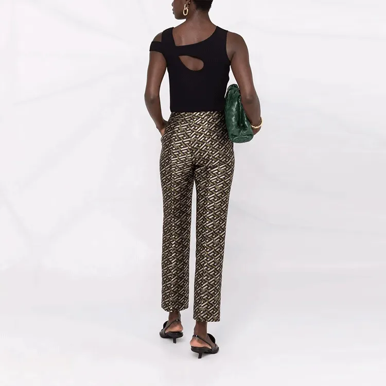 VERSACE Monogram Jacquard Pants 'Black/Khaki'-2