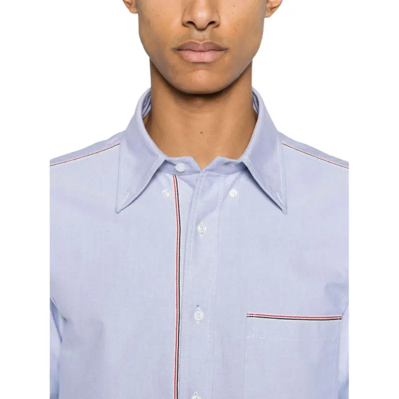 THOM BROWNE RWB Trim Curved Hem Shirt-3