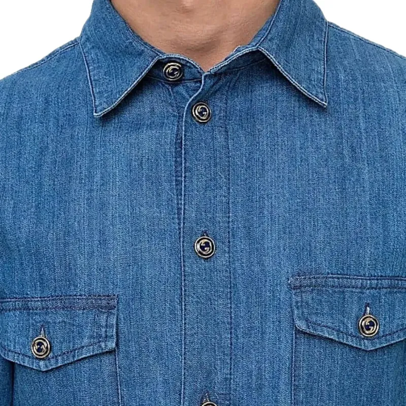 GUCCI Shirts Men Blue-4