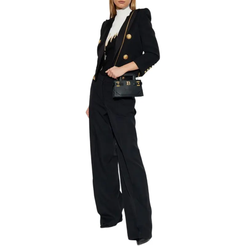BALMAIN Logo Intarsia Turtleneck Ribbed Top-3