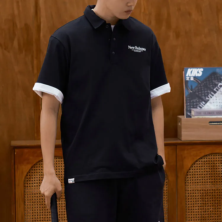 New Balance Logo Polo Shirt Men's Black-5