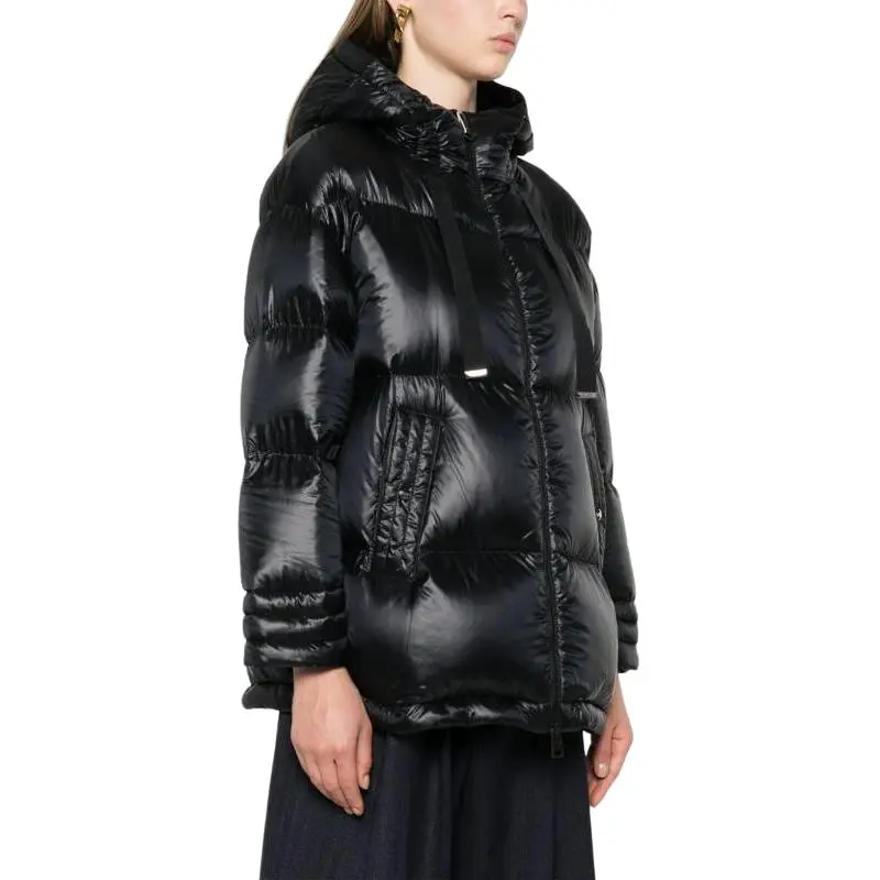 HERNO A Shape Zip Up Hooded Puffer Jacket-3